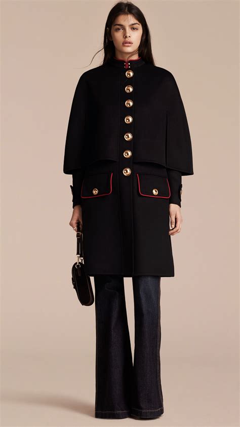 burberry mini rewley military red jacket|Burberry cashmere cape jacket.